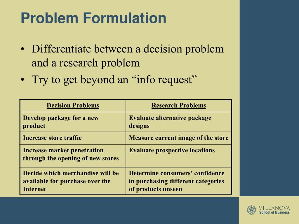 research a problem formulation