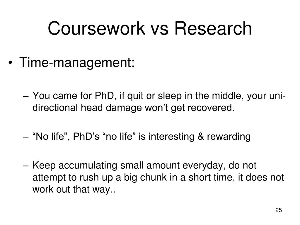 difference between a coursework and research