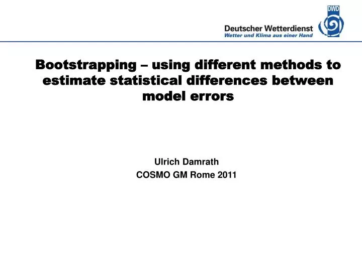PPT Bootstrapping using different methods to estimate statistical differences between model