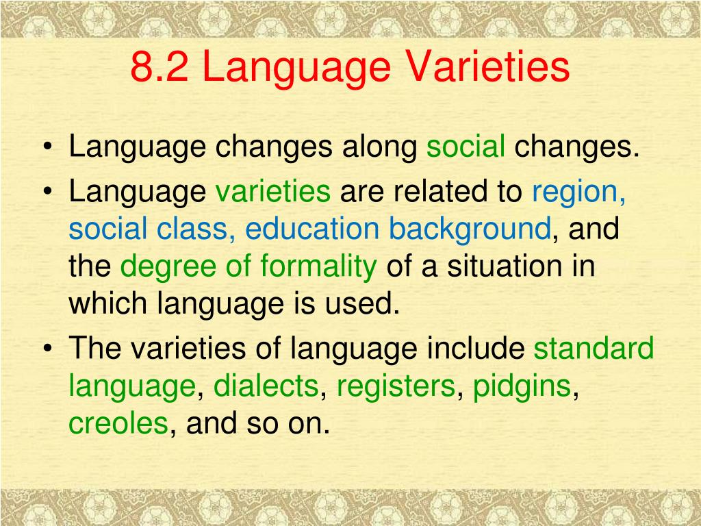essay about language varieties