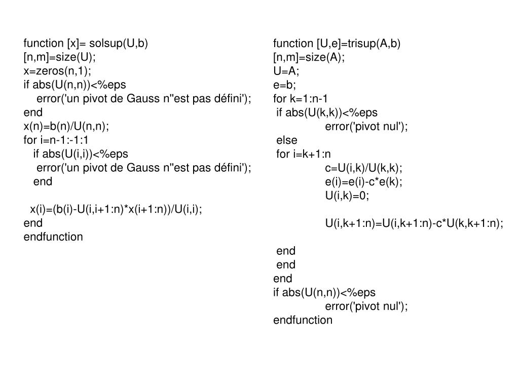 Ppt Function X Solsup U B N M Size U X Zeros N 1 If Abs U N N Eps Powerpoint Presentation Id