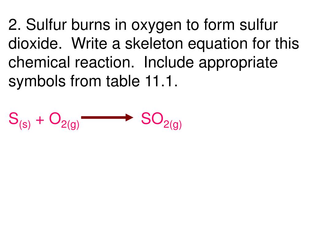 Chemical Reaction From A Sentence Worksheet Answers