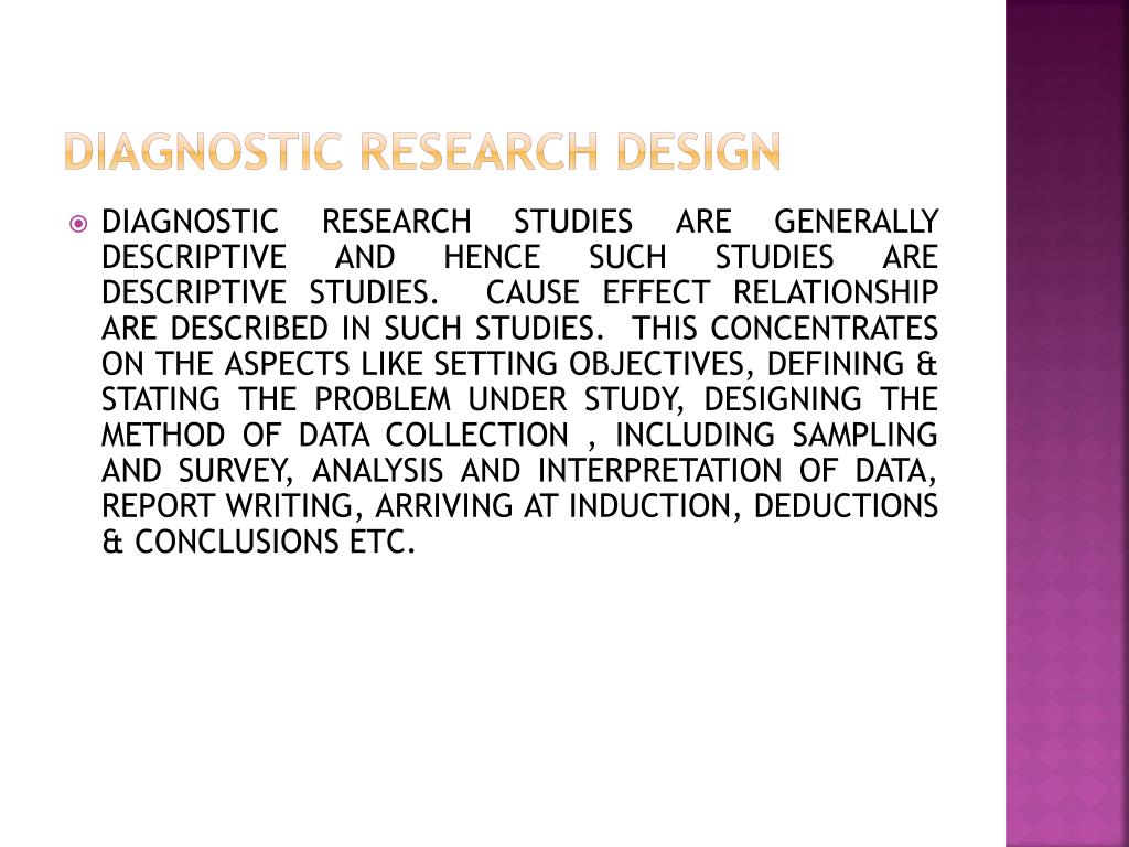 what is diagnostic research design example