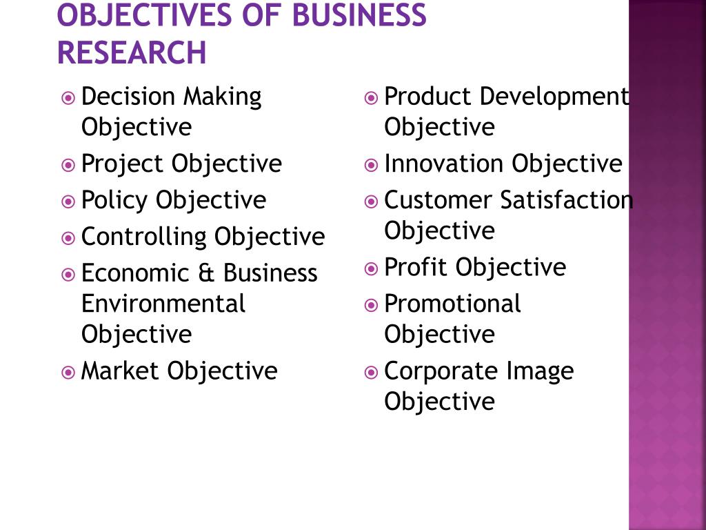 research objectives business