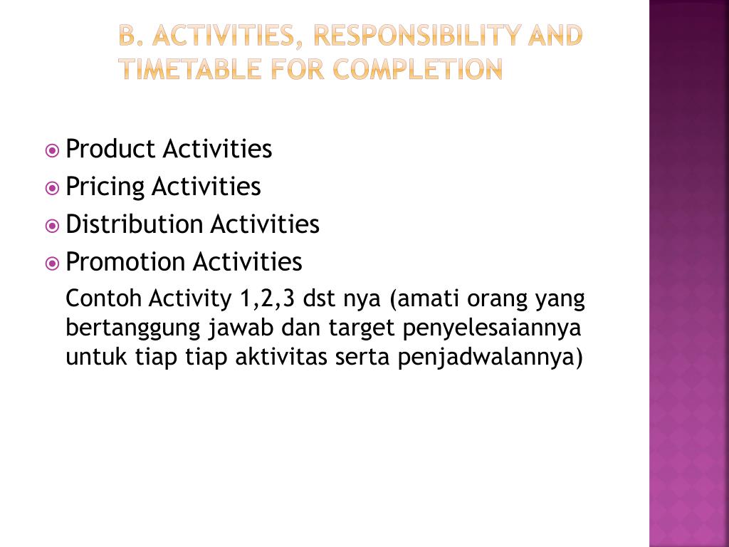Product activities