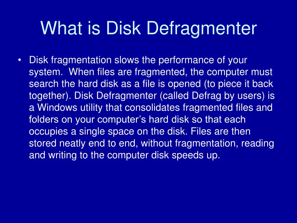 Ppt disk defragmentation powerpoint presentation free download id