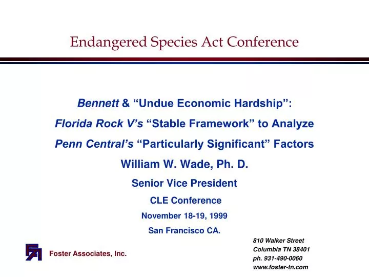 PPT Endangered Species Act Conference PowerPoint Presentation, free