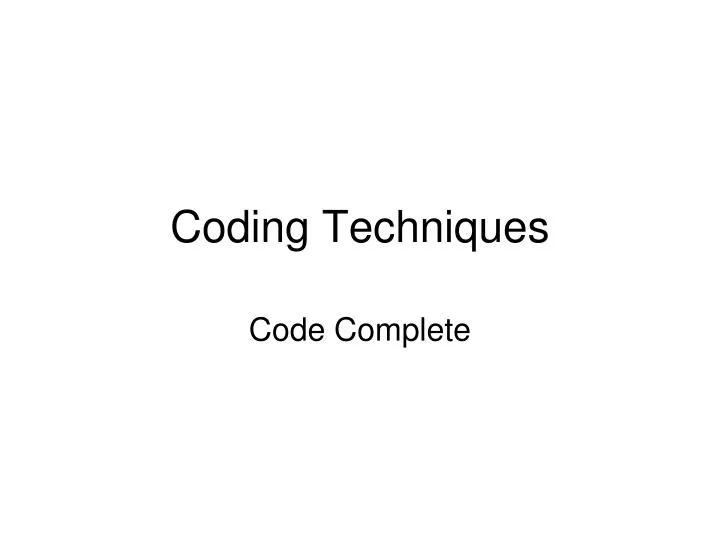 PPT - Coding Techniques PowerPoint Presentation, free download - ID:3874364