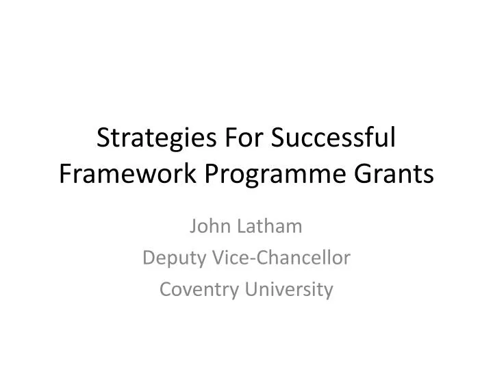 strategies for successful framework programme grants n.