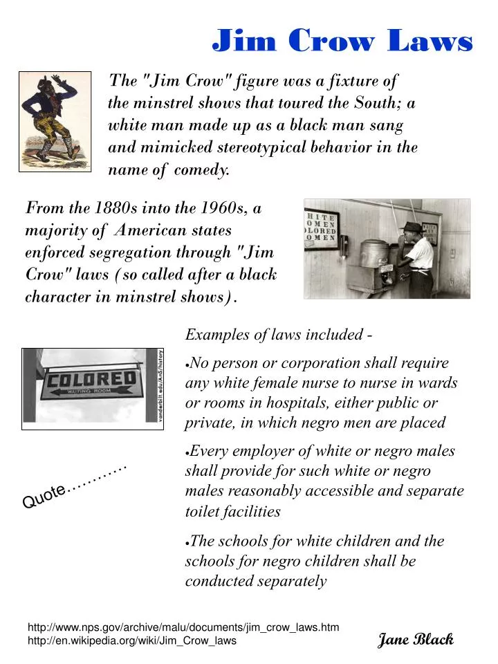 PPT Jim Crow Laws PowerPoint Presentation, free download ID3875125