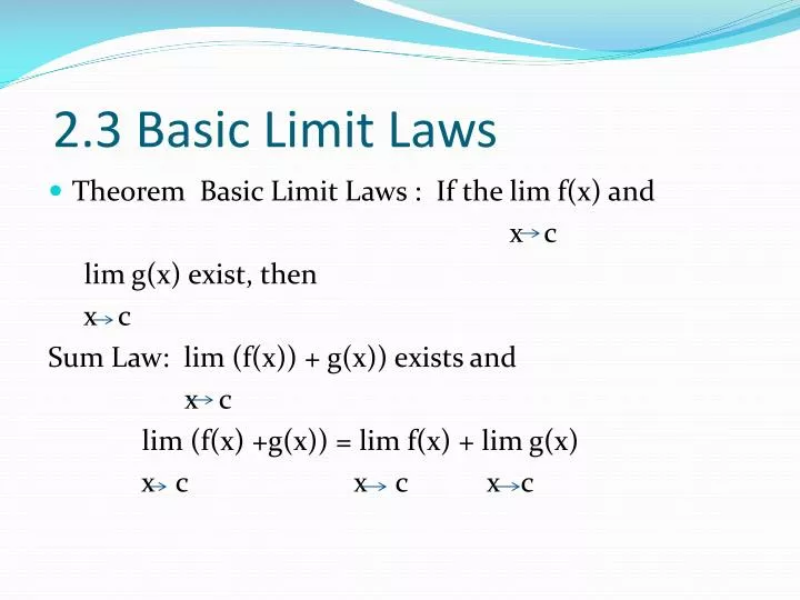 Ppt 2 3 Basic Limit Laws Powerpoint Presentation Free Download Id