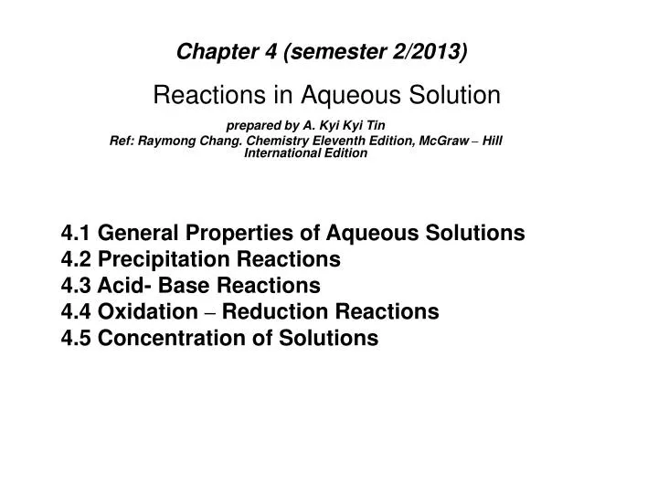 reactions in aqueous solution n.