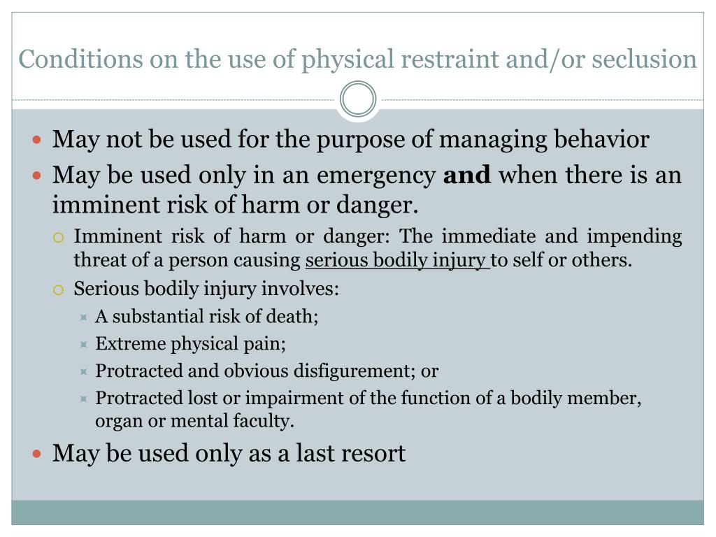 Seclusion And Physical Restraint Procedures