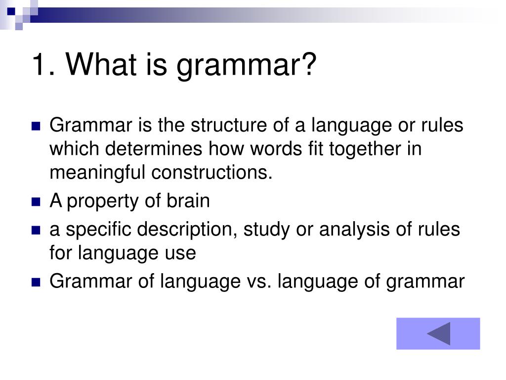 define presentation in grammar