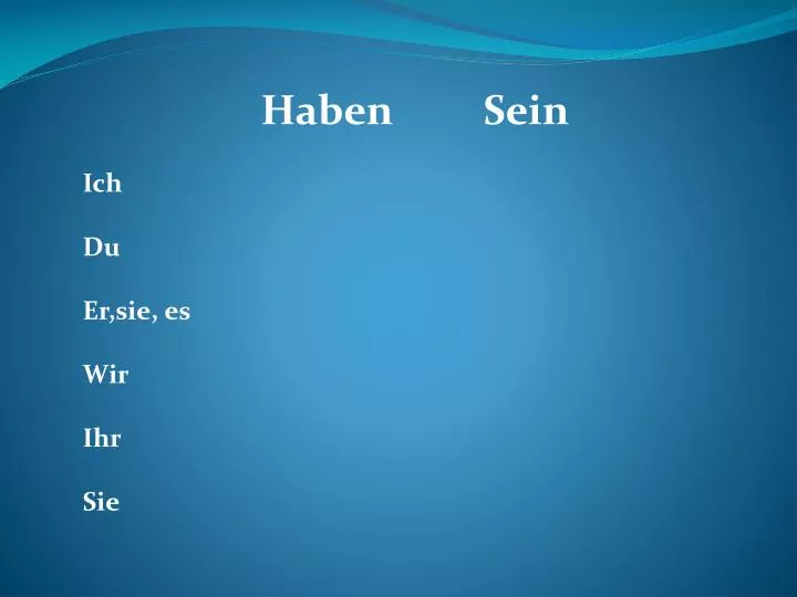 PPT - Haben Sein Ich Du Er,sie , es Wir Ihr Sie PowerPoint Presentation