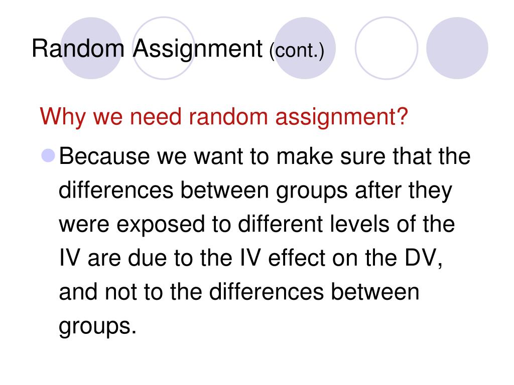 why do we need random assignment