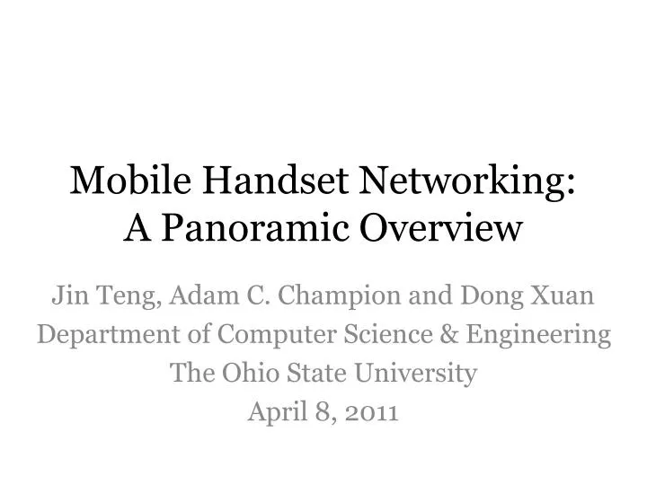 PPT Mobile Handset Networking A Panoramic Overview PowerPoint