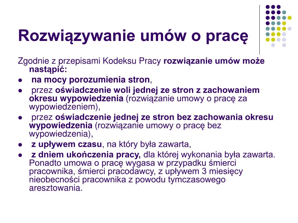 Rozwiązanie Umowy O Pracę Za PPT - Umowy o pracę umowy cywilne i kontrakt menedżerski PowerPoint