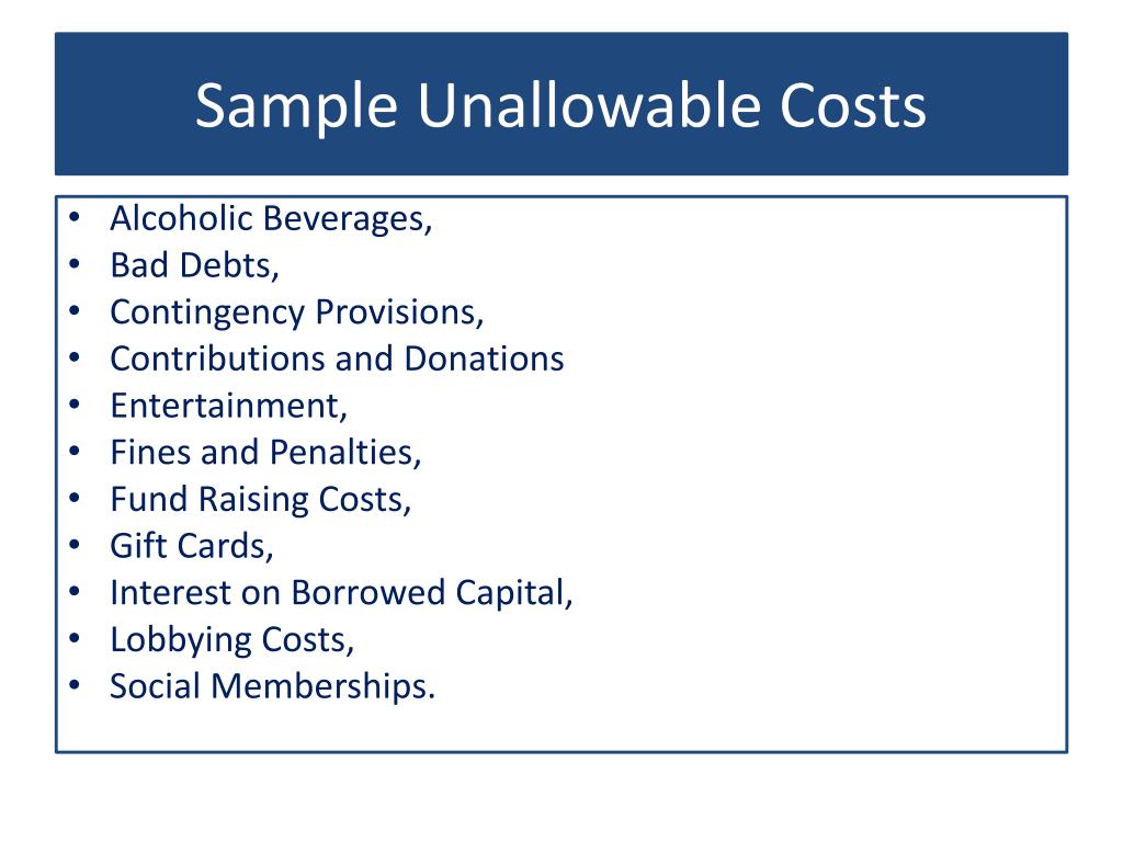 PPT Allowable and Unallowable Costs PowerPoint Presentation, free