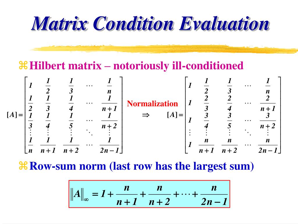 investing ill conditioned matrices math
