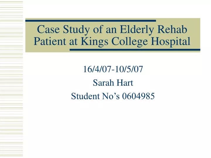 elderly patient case study examples