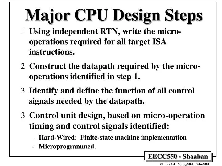 major cpu design steps n.
