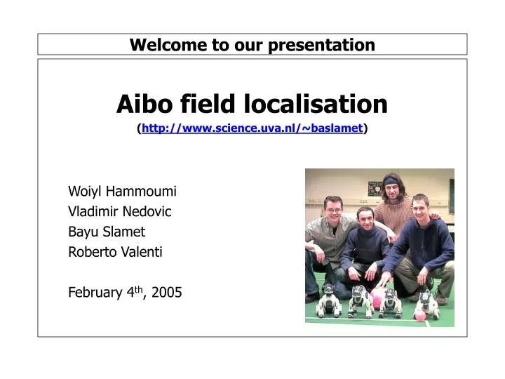 welcome to our presentation n.