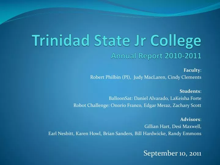 trinidad state jr college annual report 2010 2011 n.