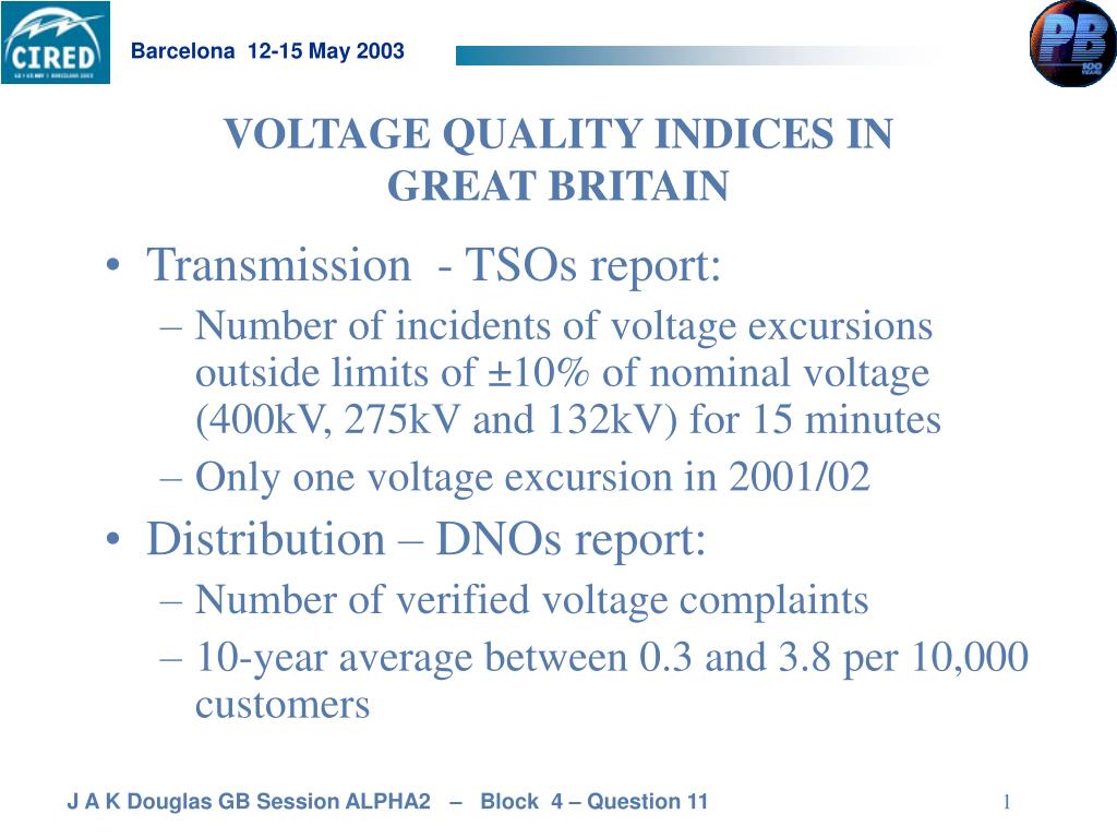 PPT VOLTAGE QUALITY INDICES IN GREAT BRITAIN PowerPoint Presentation