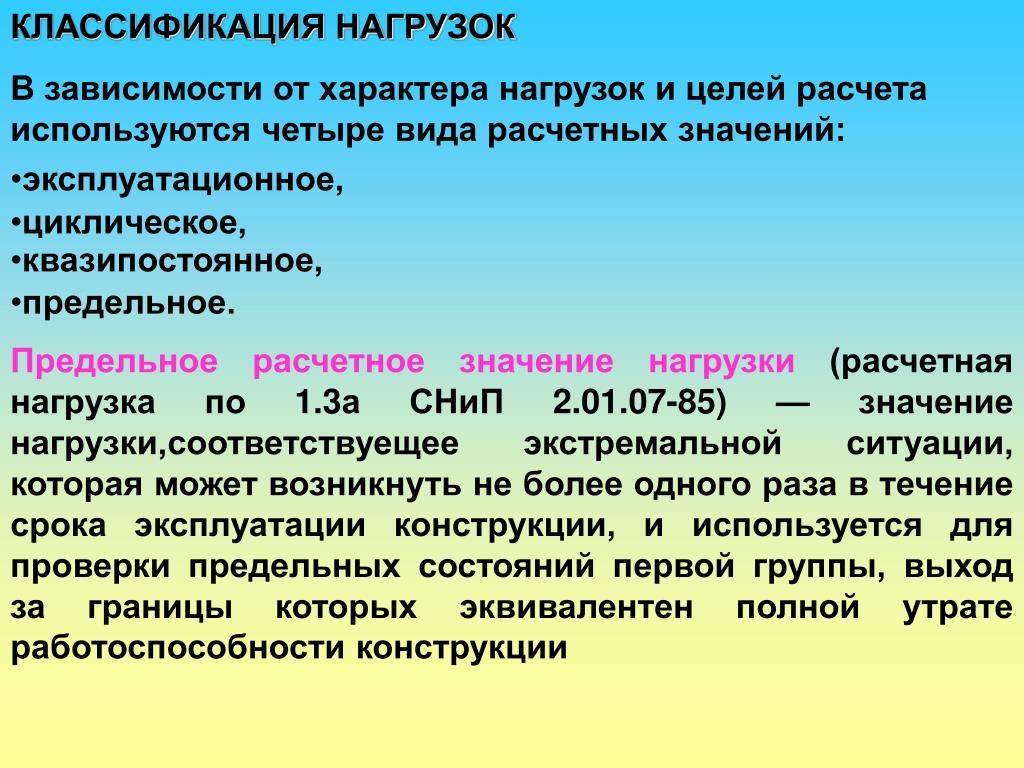 Классификация нагрузок