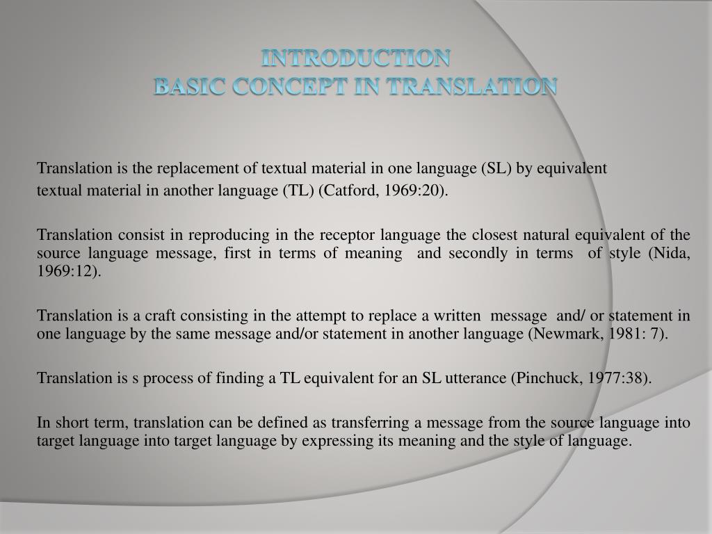 PPT - INTRODUCTION BASIC CONCEPT IN TRANSLATION PowerPoint Presentation ...