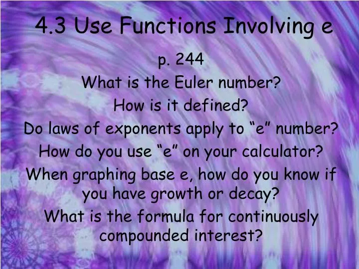 4 3 use functions involving e n.