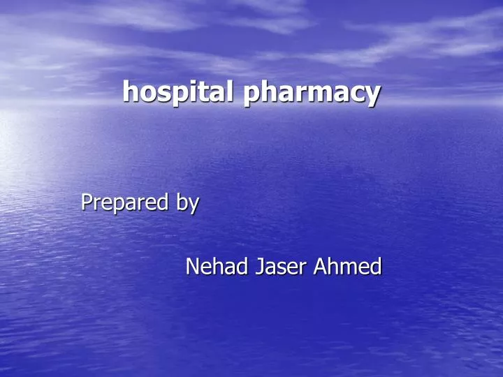 hospital pharmacy n.