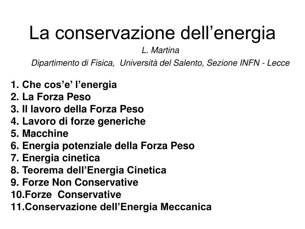 Cosa Dice Il Principio Di Conservazione Dell'energia PPT - La conservazione dell’energia PowerPoint Presentation, free