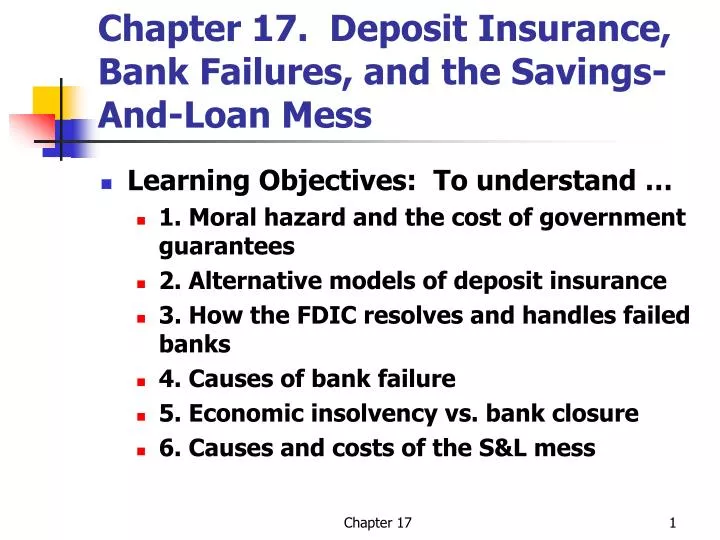 Ppt Chapter 17 Deposit Insurance Bank Failures And The