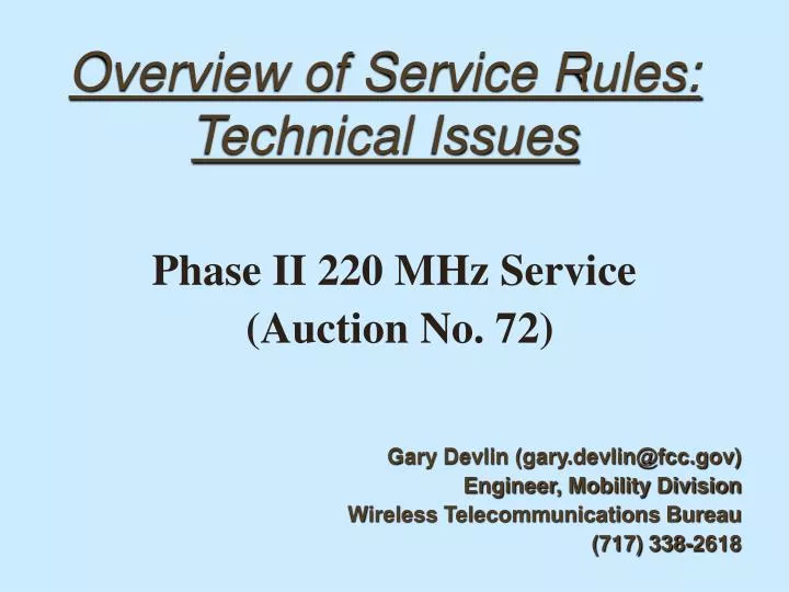 PPT Overview of Service Rules Technical Issues PowerPoint