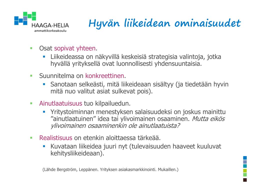 PPT - IDEASTA LIIKKEELLE (yritysidea, Liikeidea Ja ...