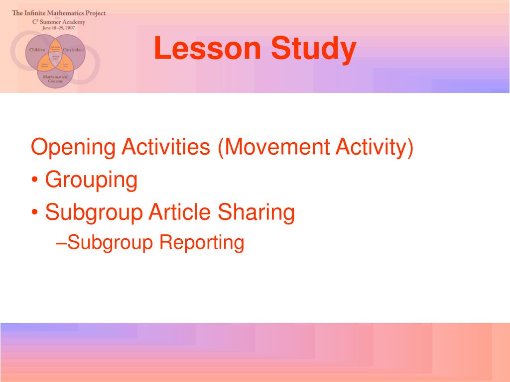 Opening activity. Lesson study. Set open study.