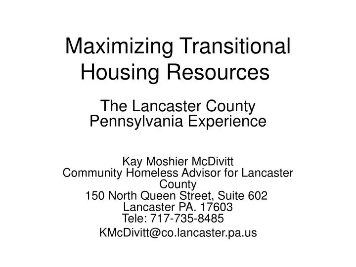 PPT Maximizing Transitional Housing Resources PowerPoint Presentation