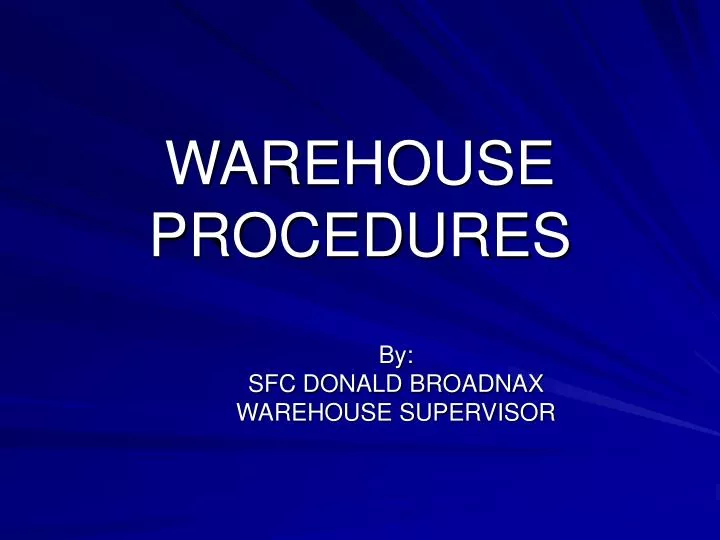 warehouse procedures n.