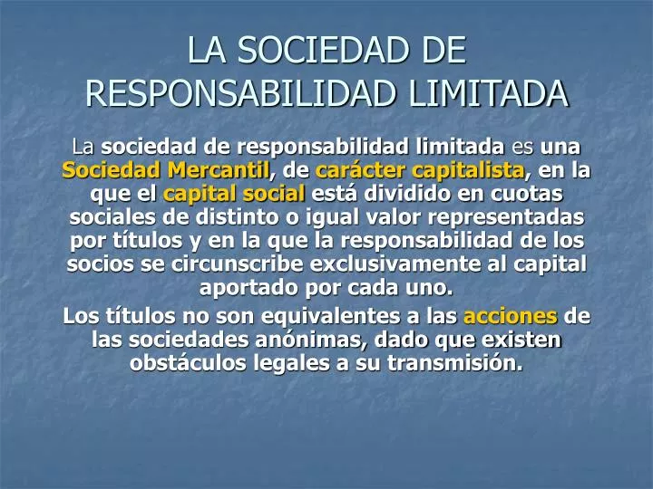 Ppt La Sociedad De Responsabilidad Limitada Powerpoint Presentation Free Download Id3902423 6001