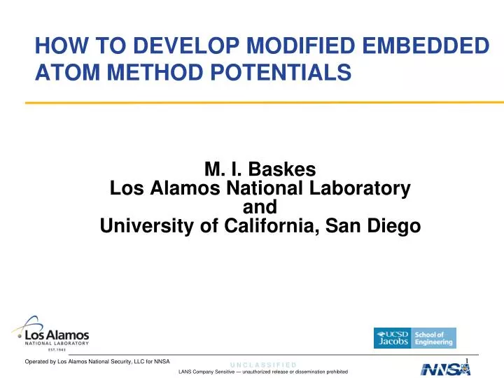 PPT - HOW TO DEVELOP MODIFIED EMBEDDED ATOM METHOD POTENTIALS ...