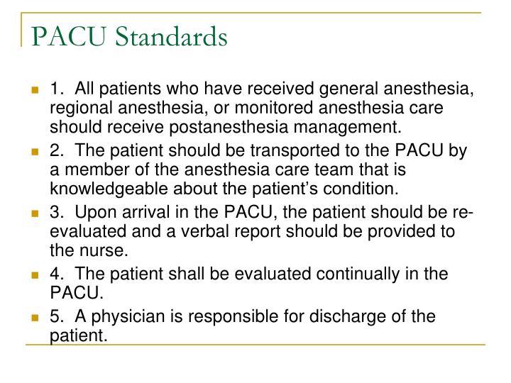 PPT The Postanesthesia Care Unit PowerPoint Presentation ID3908985