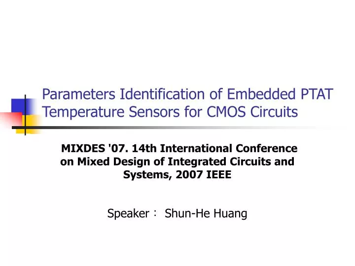 PPT Parameters Identification of Embedded PTAT Temperature Sensors