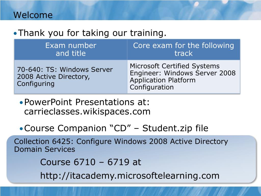 course 6719 Windows 웹 서버 2008의 기관 정책 문제 해결