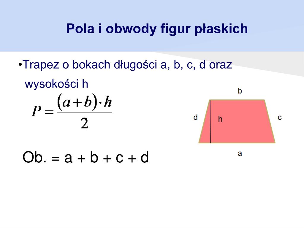 Wzory Na Obliczanie Pól Figur PPT - Wzory na obliczanie pola powierzchni i obwodu figur płaskich