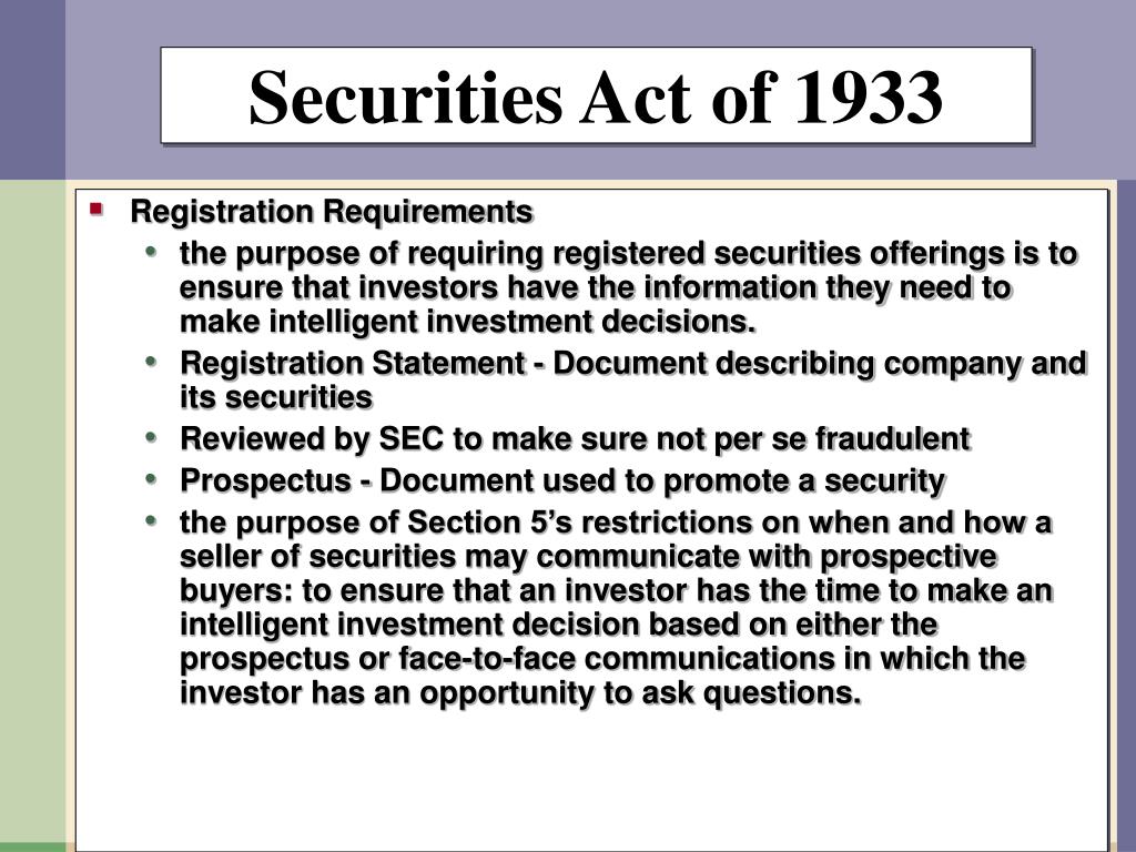 Ppt Securities Regulations Powerpoint Presentation Free Download Id3914486 8163