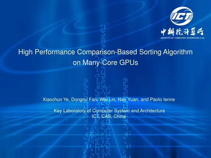 PPT - High Performance Comparison-Based Sorting Algorithm on Many-Core ...