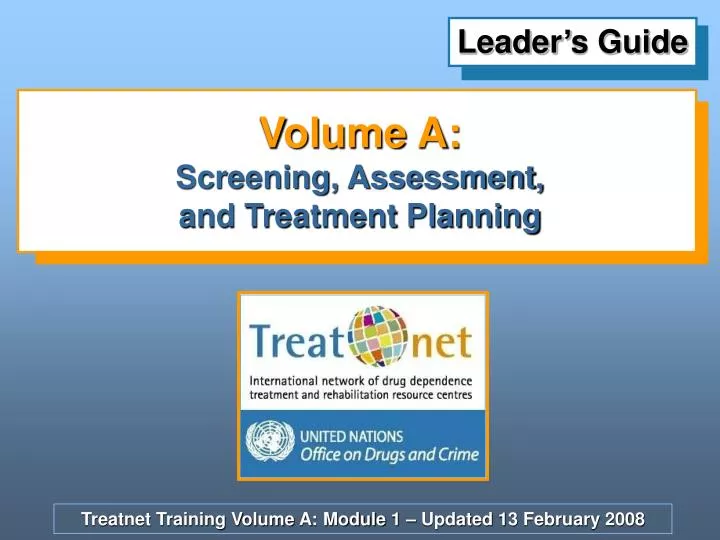 volume a screening assessment and treatment planning n.