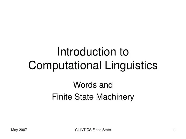 introduction to computational linguistics n.